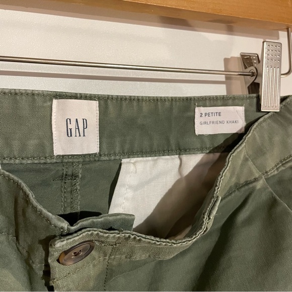 GAP Green Girlfriend Khaki Chino Cotton Pants 2 Petite Army Green - Picture 8 of 10